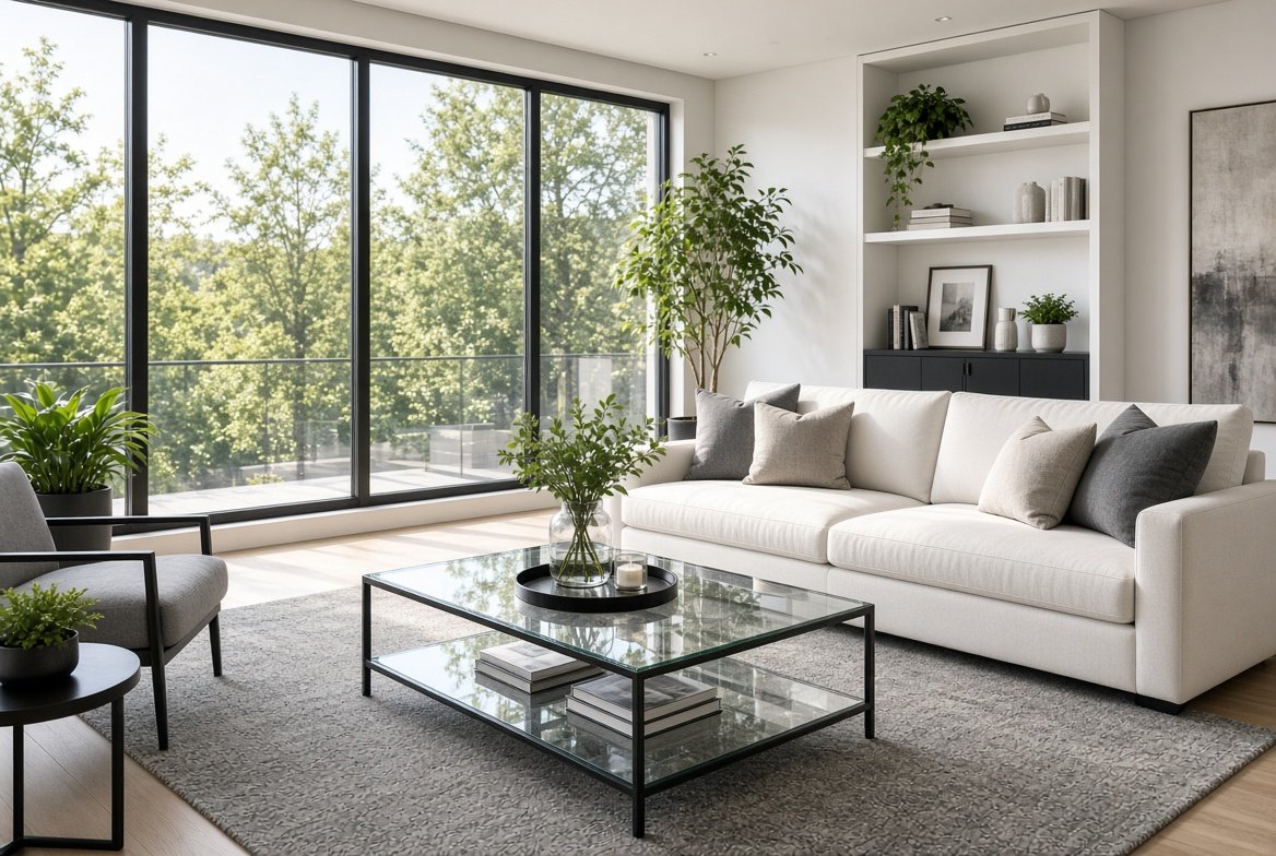 Living room after professional cleaning