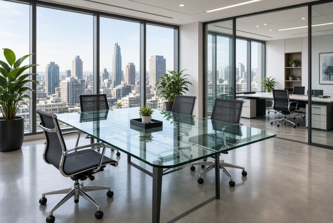 Office after commercial cleaning